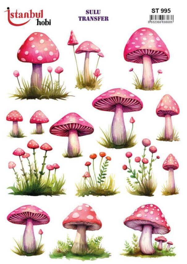 Mantar Desenli Sulu Transfer Kağıdı STI-995 - 1