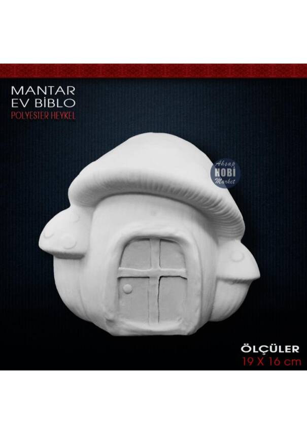 Mantar Ev Biblo Heykeli (19x16cm) Şirinler Evi Ham Polyester - 1