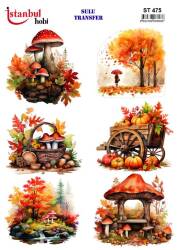 Mantar Kabak Desenli Sulu Transfer Kağıdı STI-475 - Tual Hobi Craft Ist