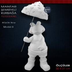 Mantar Şemsiyeli Kurbağa Büyük Model 3 (50x21 cm) Ham Polyester - Tual Hobi Sanat