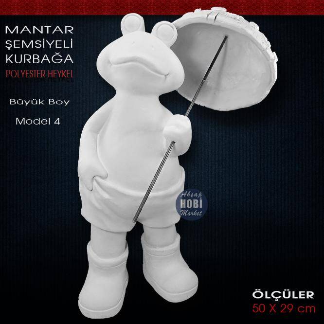 Mantar Şemsiyeli Kurbağa Büyük Model 4 (50x29 cm) Ham Polyester - 1