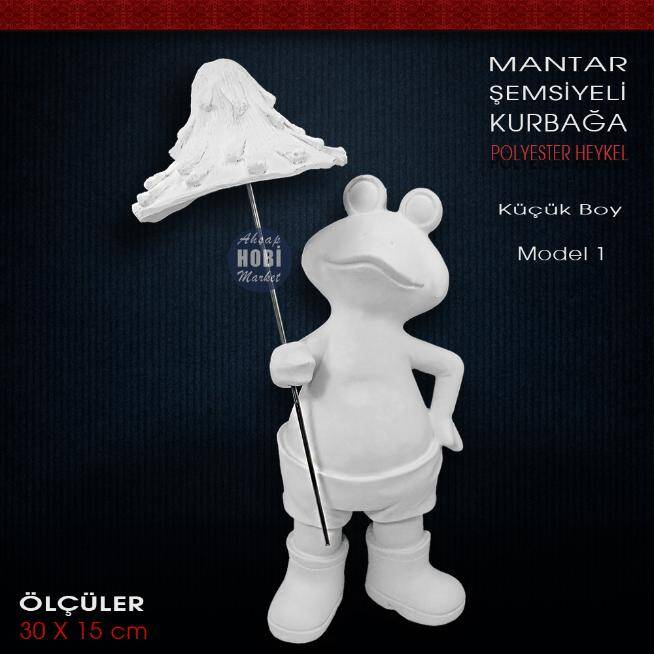 Mantar Şemsiyeli Kurbağa Küçük Model 1 (30x15 cm) Ham Polyester - 1