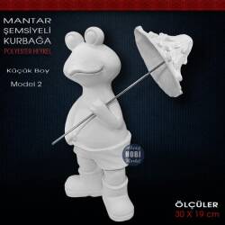 Mantar Şemsiyeli Kurbağa Küçük Model 2 (30x19 cm) Ham Polyester - Tual Hobi Sanat