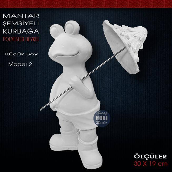 Mantar Şemsiyeli Kurbağa Küçük Model 2 (30x19 cm) Ham Polyester - 1