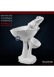 Mantar Üzerinde Kurbağa Biblo Saksı (27x19 cm) Ham Polyester - Tual Hobi Sanat