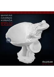 Mantar Üzerinde Kurbağa Biblo Saksı (27x19 cm) Ham Polyester - Tual Hobi Sanat (1)
