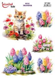 Manzara Kedi Desenli Sulu Transfer Kağıdı STI-982 - Tual Hobi Craft İst