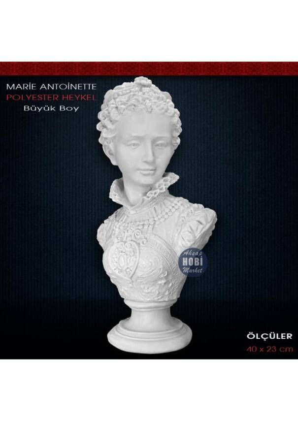 Marie Antoinette Barok Kadın Heykeli (40x23cm) Ham Polyester - 1