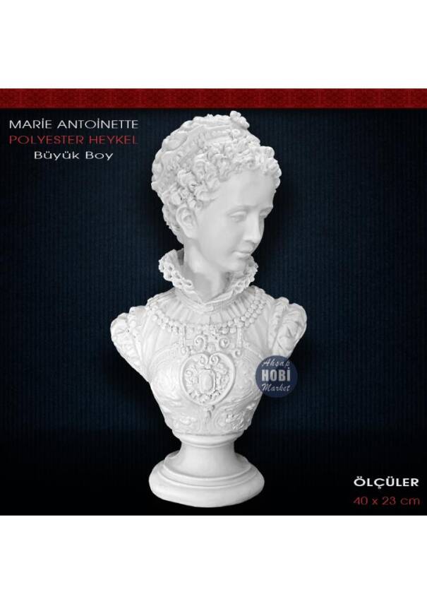Marie Antoinette Barok Kadın Heykeli (40x23cm) Ham Polyester - 2