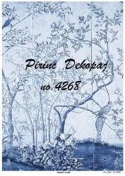 Mavi Ağaç Desenli Pirinç Dekopaj Model : 4268 - Line Art