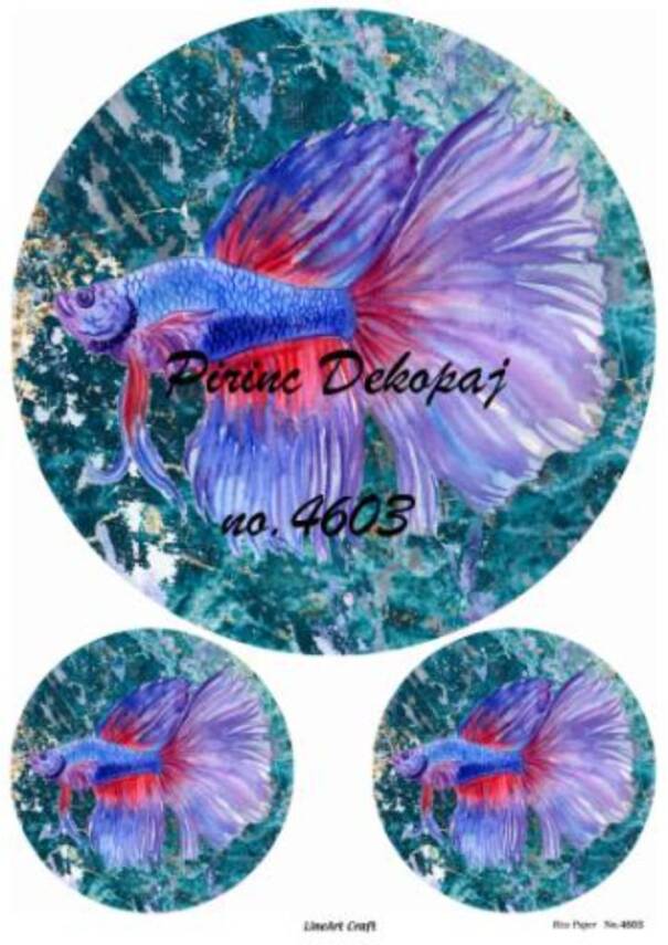 Mavi Balık Desenli Pirinç Dekopaj Model : 4603 - 1