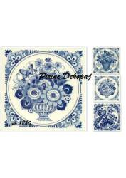 Mavi Çiçek Desenli Pirinç Dekopaj Model : 1880 - Line Art