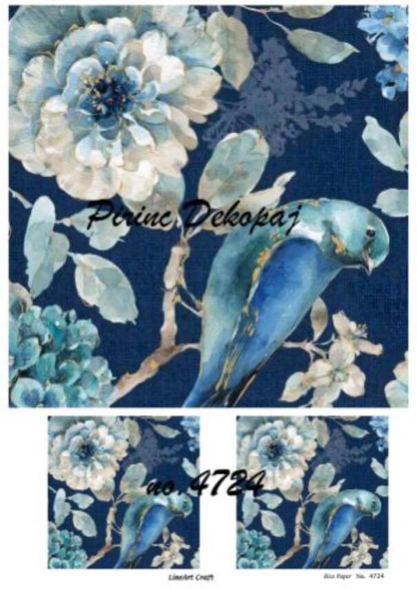 Mavi Çiçek Desenli Pirinç Dekopaj Model : 4724 - 1