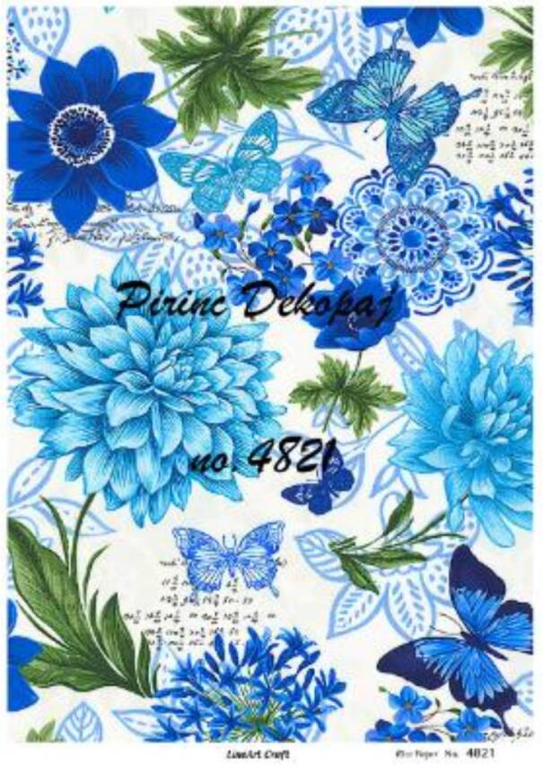 Mavi Çiçek Desenli Pirinç Dekopaj Model : 4821 - 1