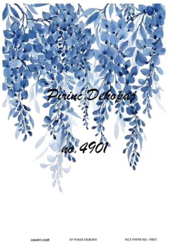 Mavi Çiçek Desenli Pirinç Dekopaj Model : 4901 - 1