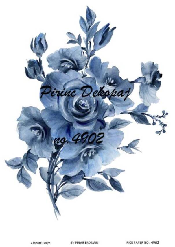 Mavi Çiçek Desenli Pirinç Dekopaj Model : 4902 - 1