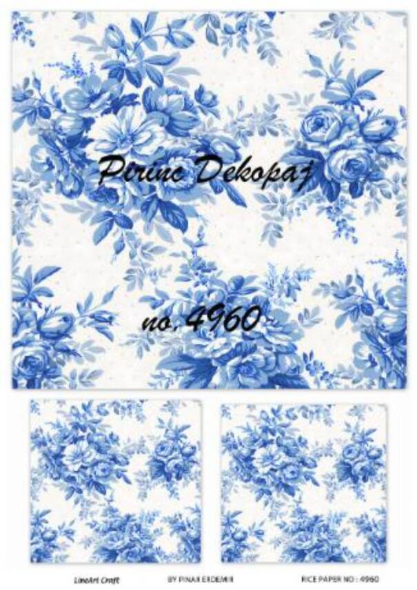 Mavi Çiçek Desenli Pirinç Dekopaj Model : 4960 - 1