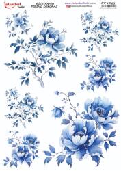 Mavi Çiçek Desenli Pirinç Dekopaj Model : PT 1645 - Tual Hobi Craft İst
