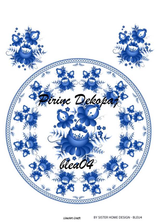 Mavi Desenli Pirinç Dekopaj Model : Blue04 - 1
