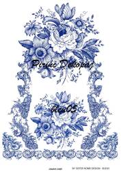 Mavi Desenli Pirinç Dekopaj Model : Blue05 - Line Art