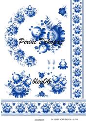 Mavi Desenli Pirinç Dekopaj Model : Blue06 - Line Art