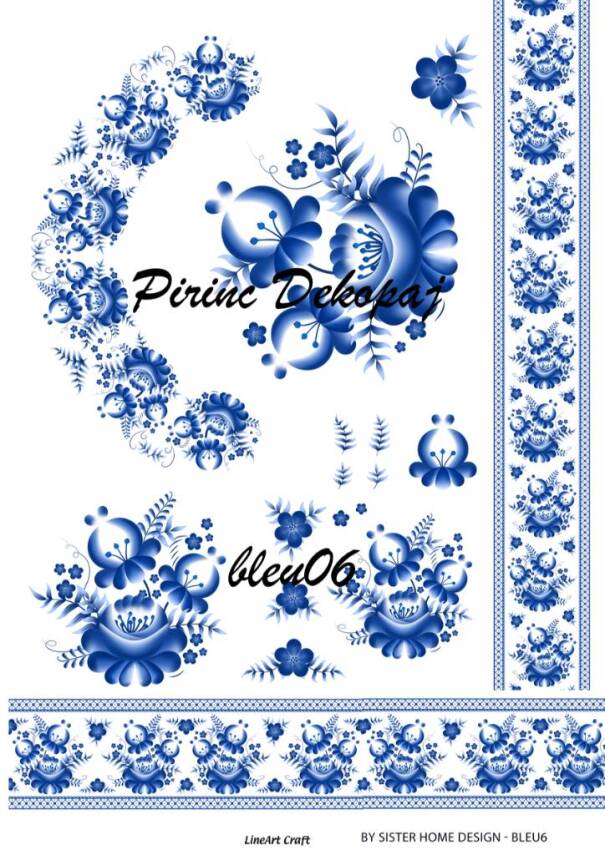 Mavi Desenli Pirinç Dekopaj Model : Blue06 - 1