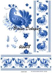 Mavi Desenli Pirinç Dekopaj Model : Blue08 - Line Art