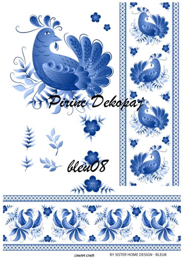 Mavi Desenli Pirinç Dekopaj Model : Blue08 - 1