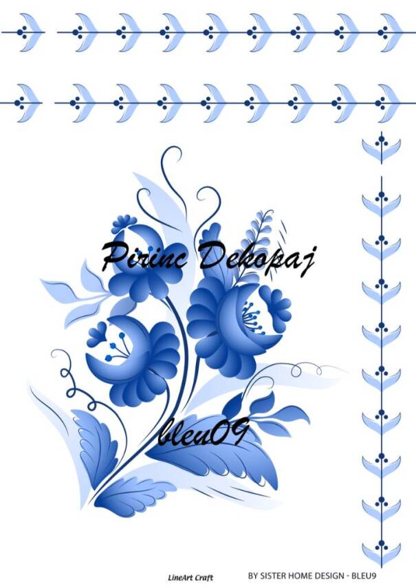 Mavi Desenli Pirinç Dekopaj Model : Blue09 - 1