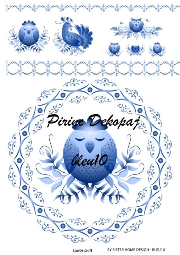 Mavi Desenli Pirinç Dekopaj Model : Blue10 - 1
