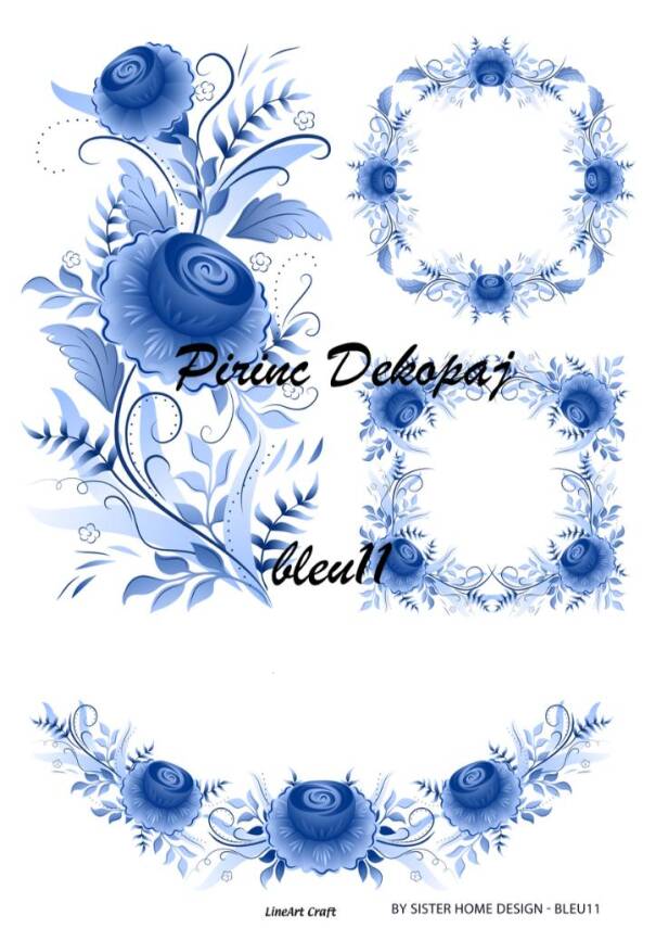 Mavi Desenli Pirinç Dekopaj Model : Blue11 - 1