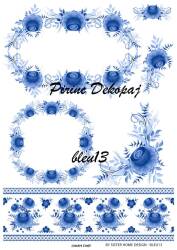 Mavi Desenli Pirinç Dekopaj Model : Blue13 - Line Art