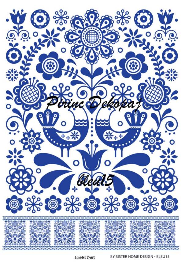 Mavi Desenli Pirinç Dekopaj Model : Blue15 - 1