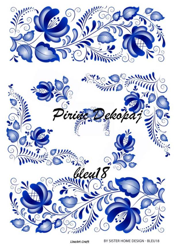 Mavi Desenli Pirinç Dekopaj Model : Blue18 - 1