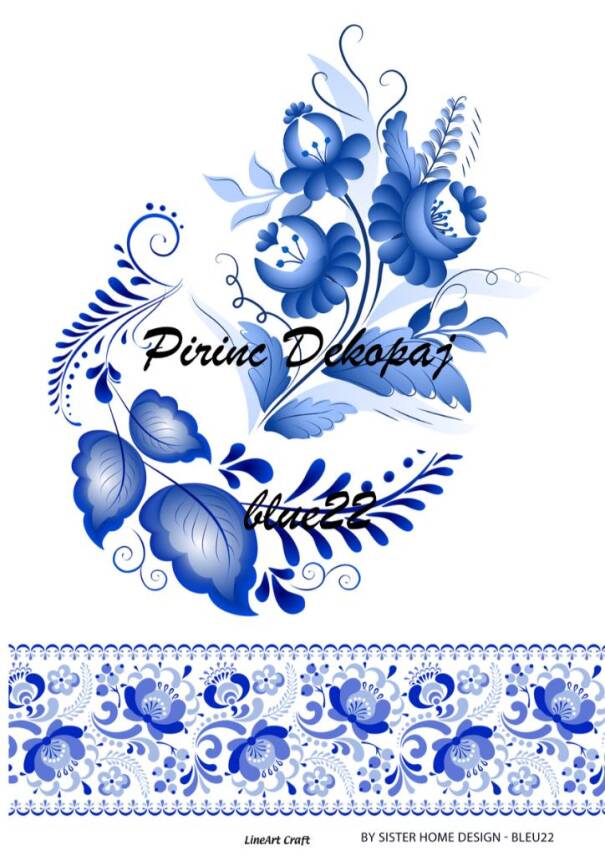 Mavi Desenli Pirinç Dekopaj Model : Blue22 - 1