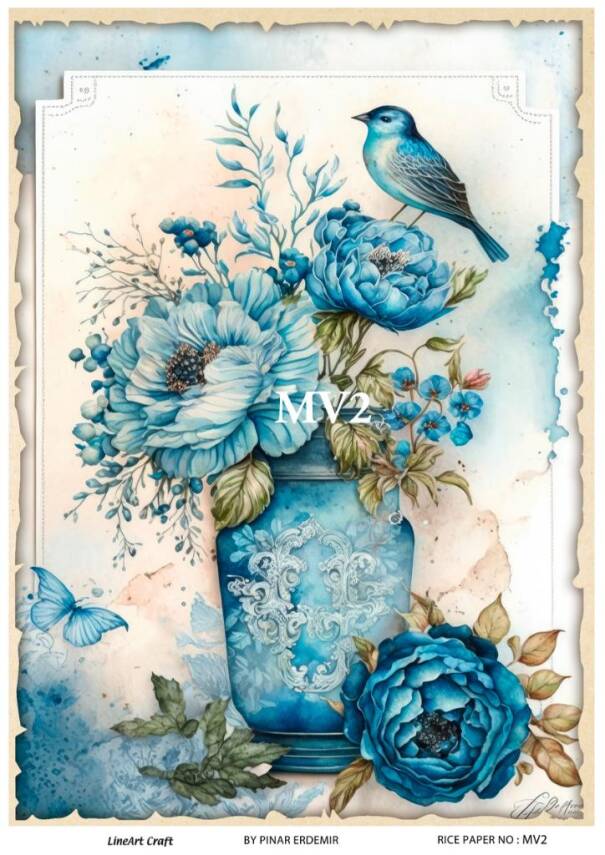 Mavi Desenli Pirinç Dekopaj Model : MV02 - 1