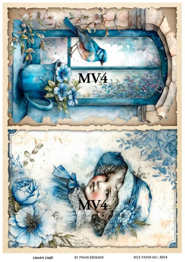 Mavi Desenli Pirinç Dekopaj Model : MV04 - 1