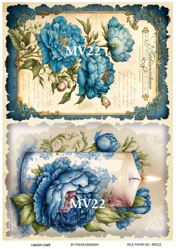 Mavi Desenli Pirinç Dekopaj Model : MV22 - 1