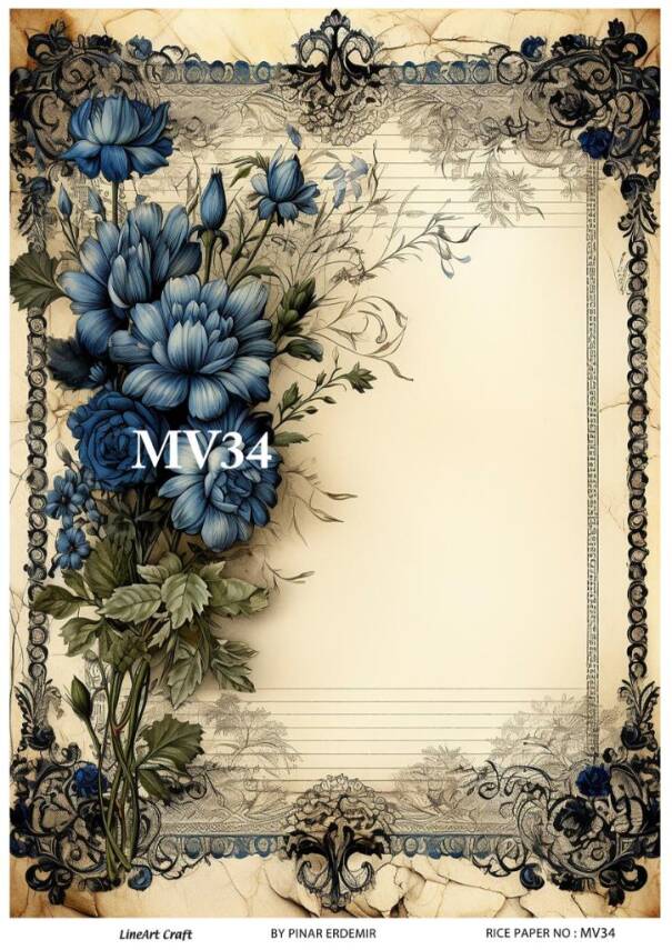 Mavi Desenli Pirinç Dekopaj Model : MV34 - 1