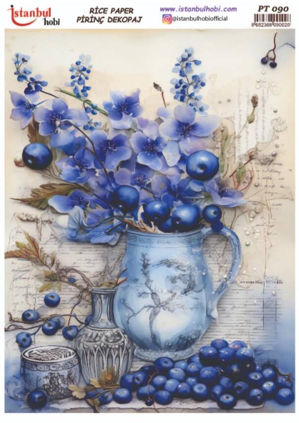 Mavi Desenli Pirinç Dekopaj Model : PT 0090 - 1