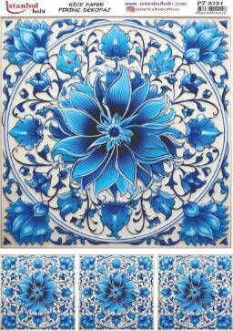 Mavi Desenli Pirinç Dekopaj Model : PT 2121 - 1