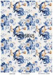 Mavi Horoz Desenli Pirinç Dekopaj Model : CHSR45 - Line Art