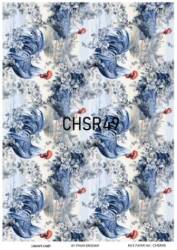 Mavi Horoz Desenli Pirinç Dekopaj Model : CHSR49 - Line Art