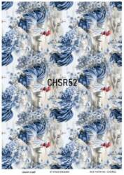 Mavi Horoz Desenli Pirinç Dekopaj Model : CHSR52 - Line Art