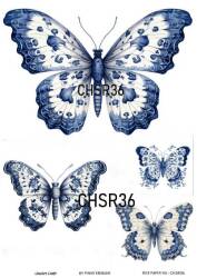 Mavi Kelebek Desenli Pirinç Dekopaj Model : CHSR36 - Line Art