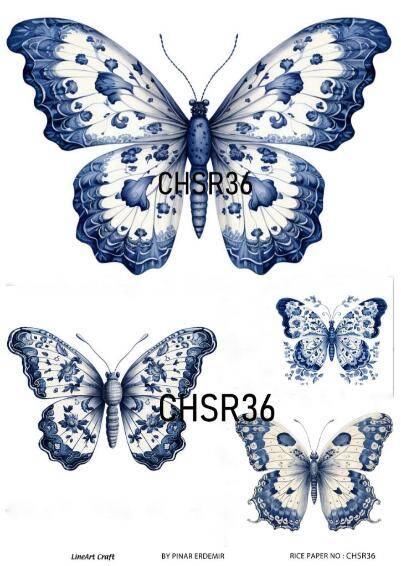 Mavi Kelebek Desenli Pirinç Dekopaj Model : CHSR36 - 1