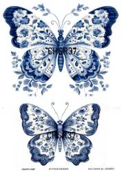 Mavi Kelebek Desenli Pirinç Dekopaj Model : CHSR37 - Line Art