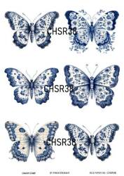 Mavi Kelebek Desenli Pirinç Dekopaj Model : CHSR38 - Line Art