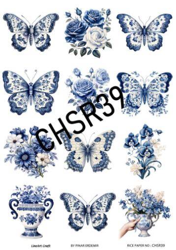 Mavi Kelebek Desenli Pirinç Dekopaj Model : CHSR39 - 1