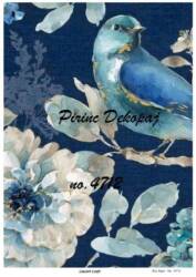 Mavi Kuş Desenli Pirinç Dekopaj Model : 4712 - Line Art